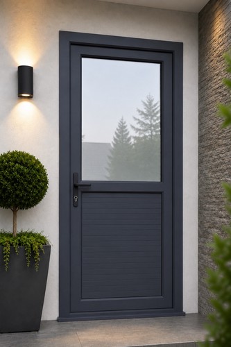 Upvc single door half - single, glazed